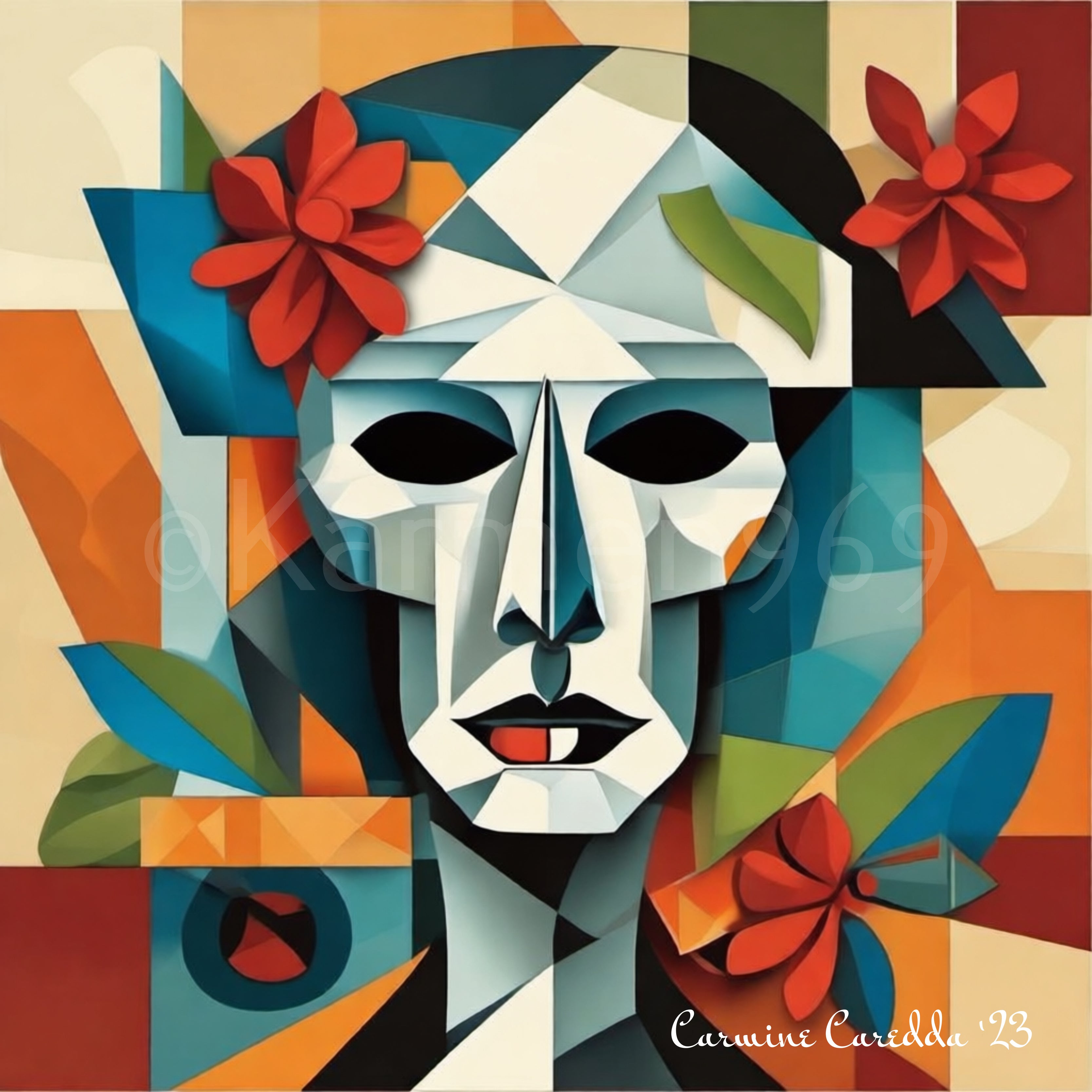 Maschera Cubista Floreale
