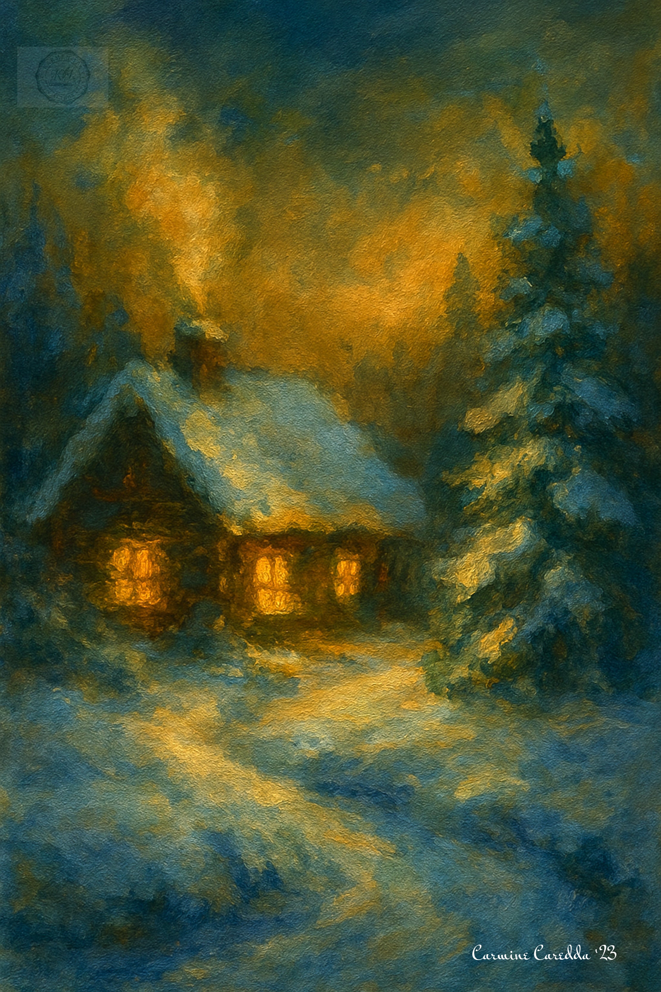 Casetta Innevata Aurora Boreale