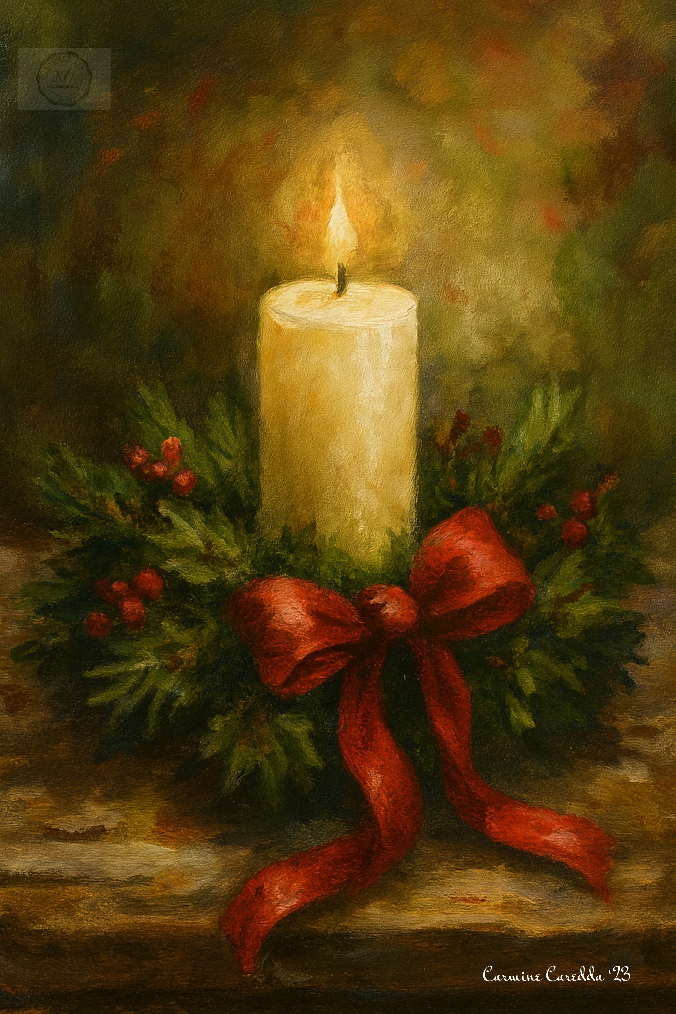 Candela dell'Avvento con Ghirlanda