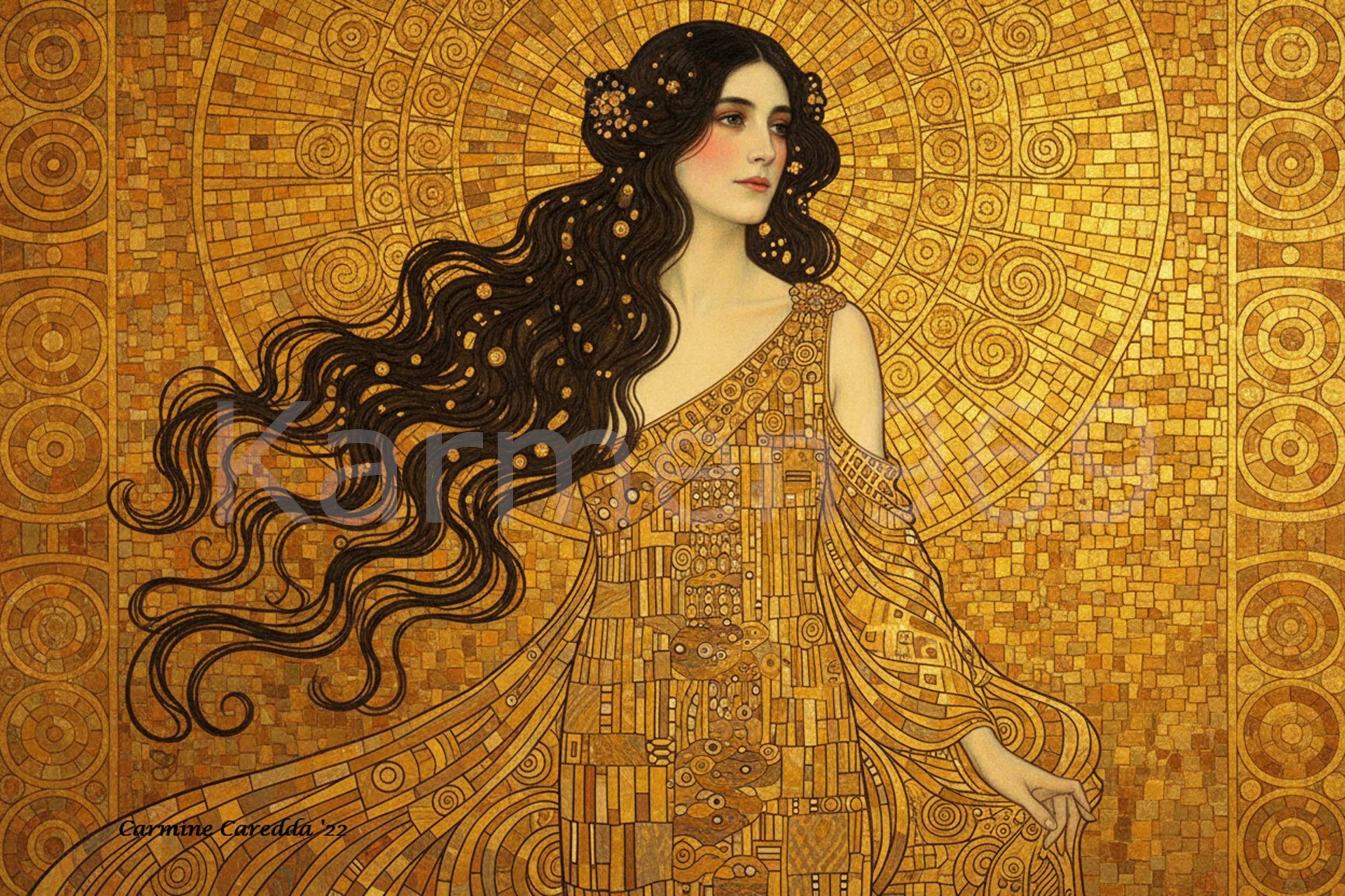 Dea dell'Oro - Ritratto Art Nouveau Stile Klimt