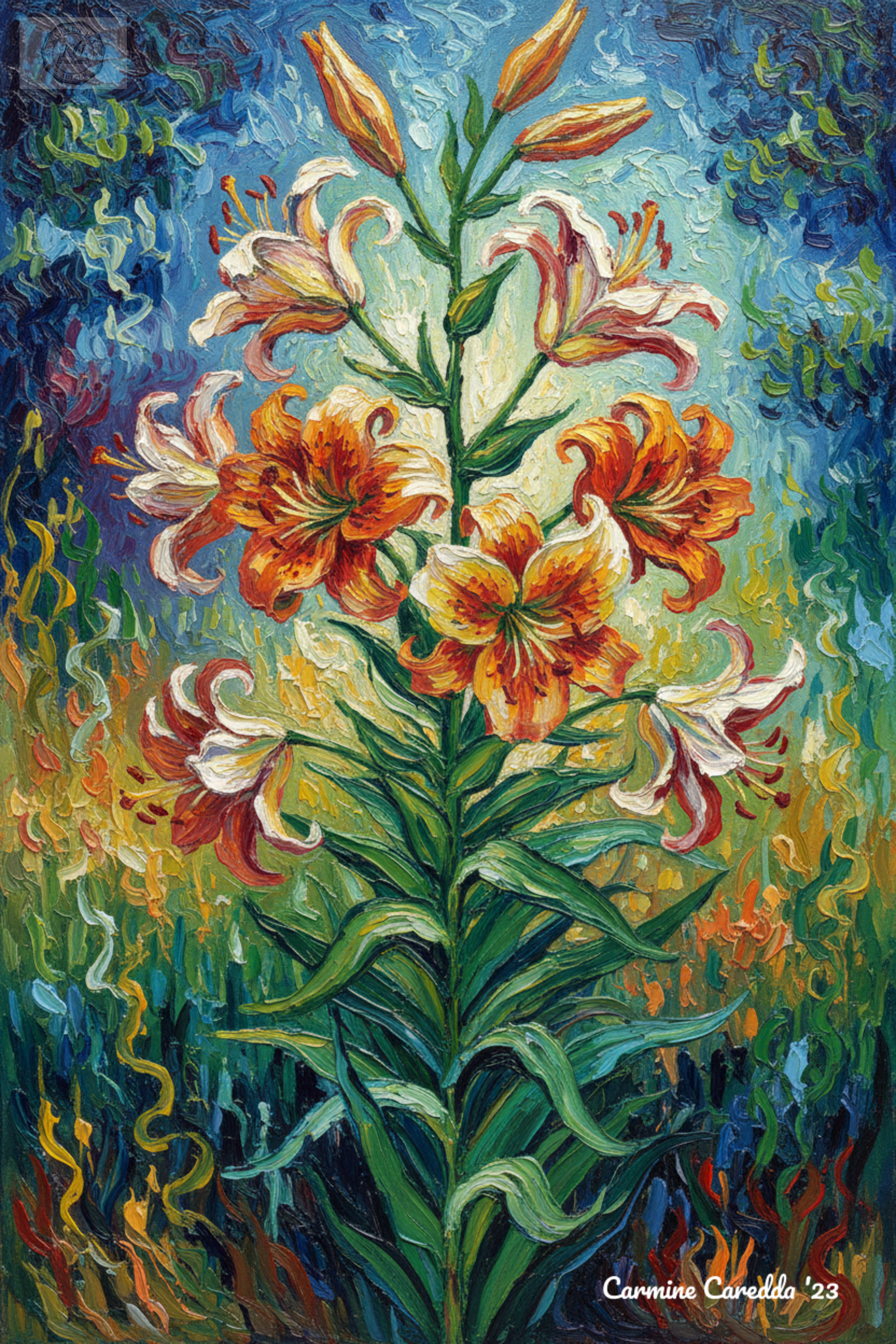 Giglio con Foglie - Stile Van Gogh