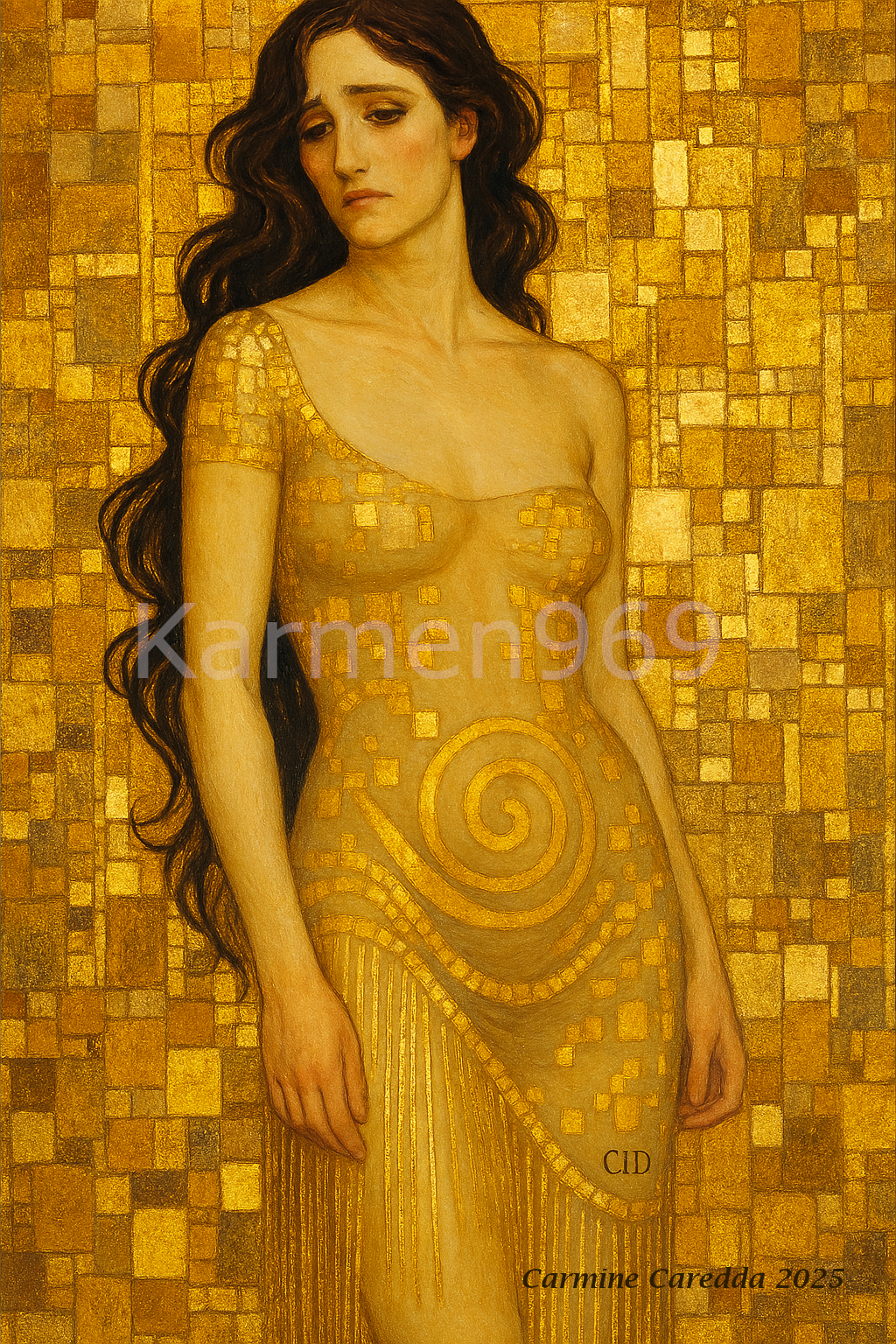Donna in Oro - Arte Decorativa con Mosaico Dorato