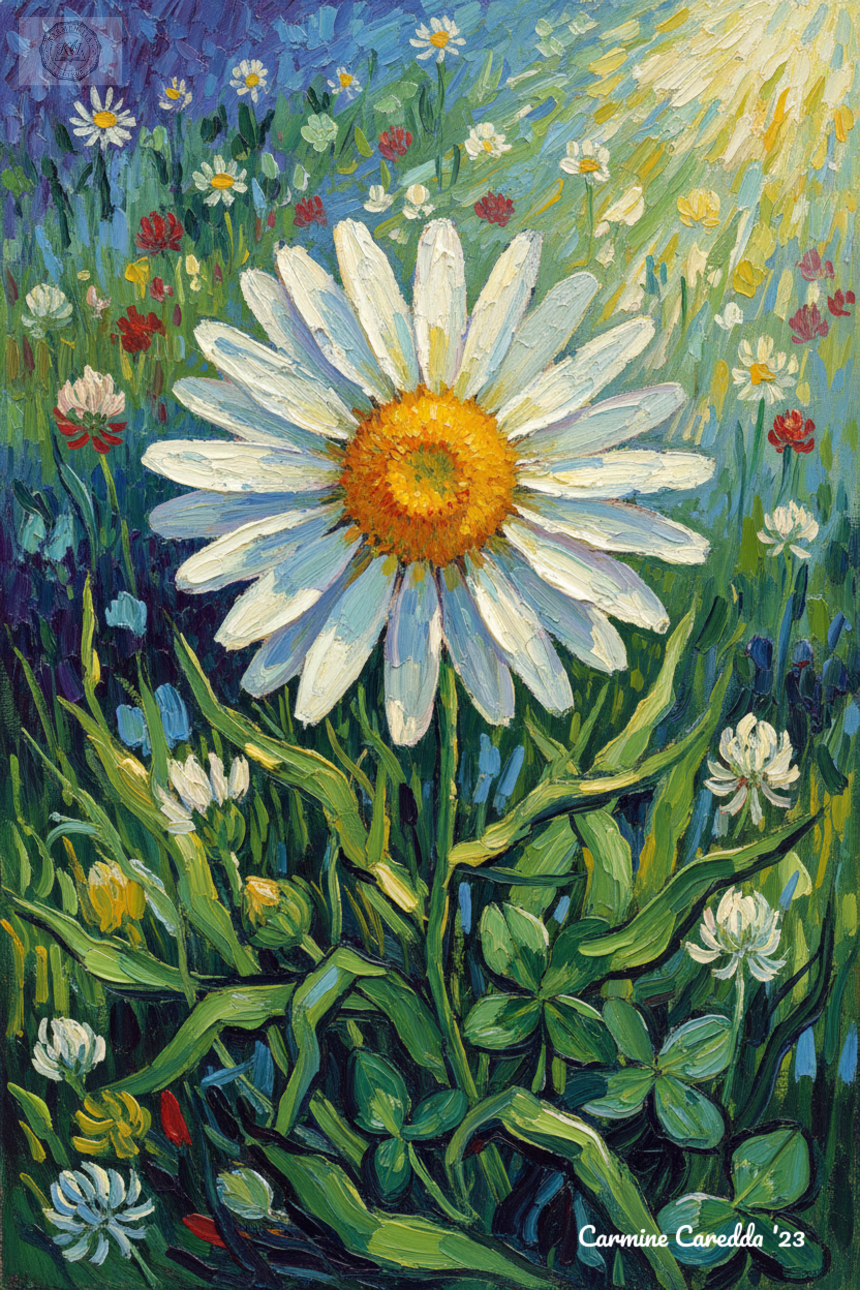 Margherita con Foglie - Stile Van Gogh