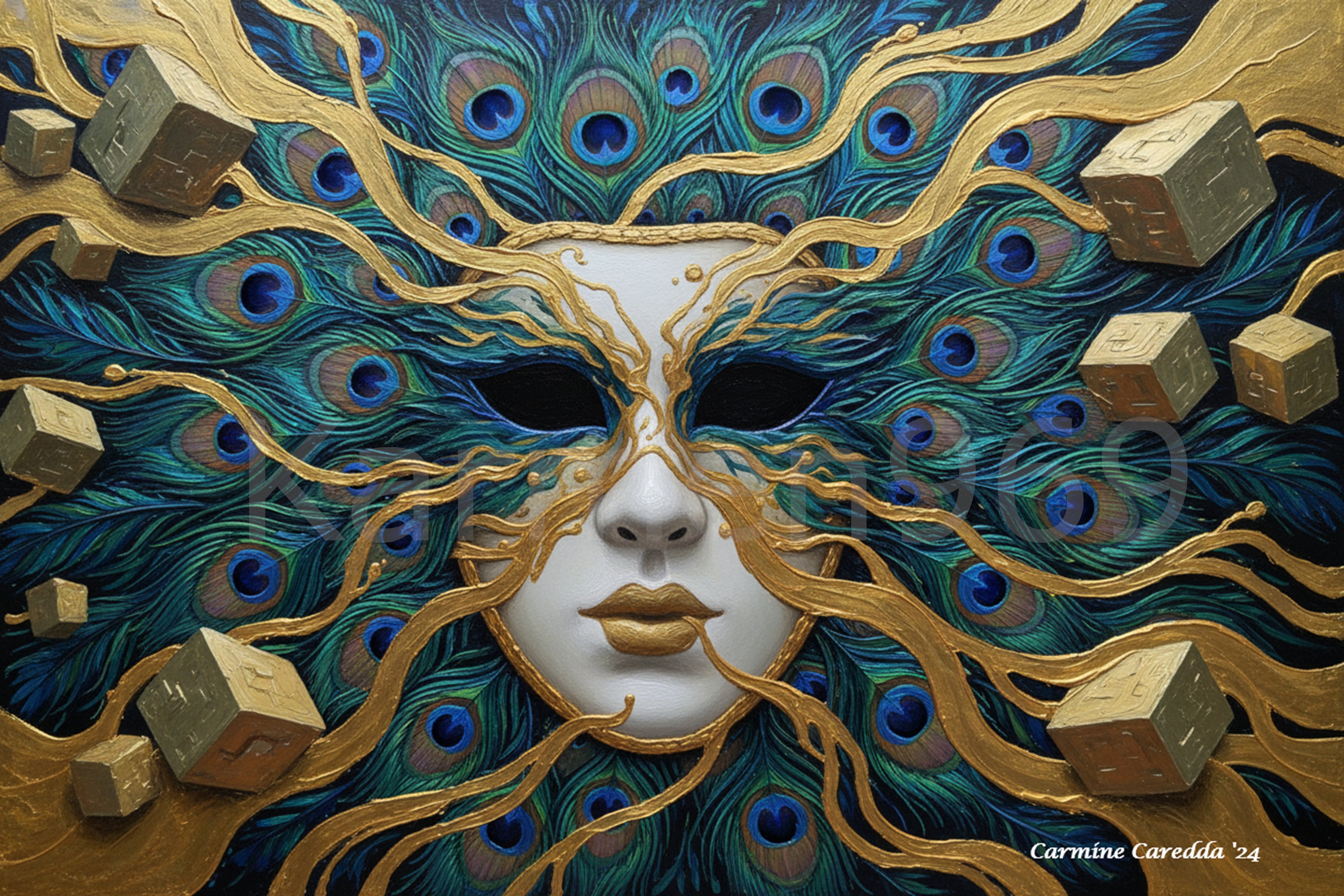 Maschera Veneziana e Piume di Pavone