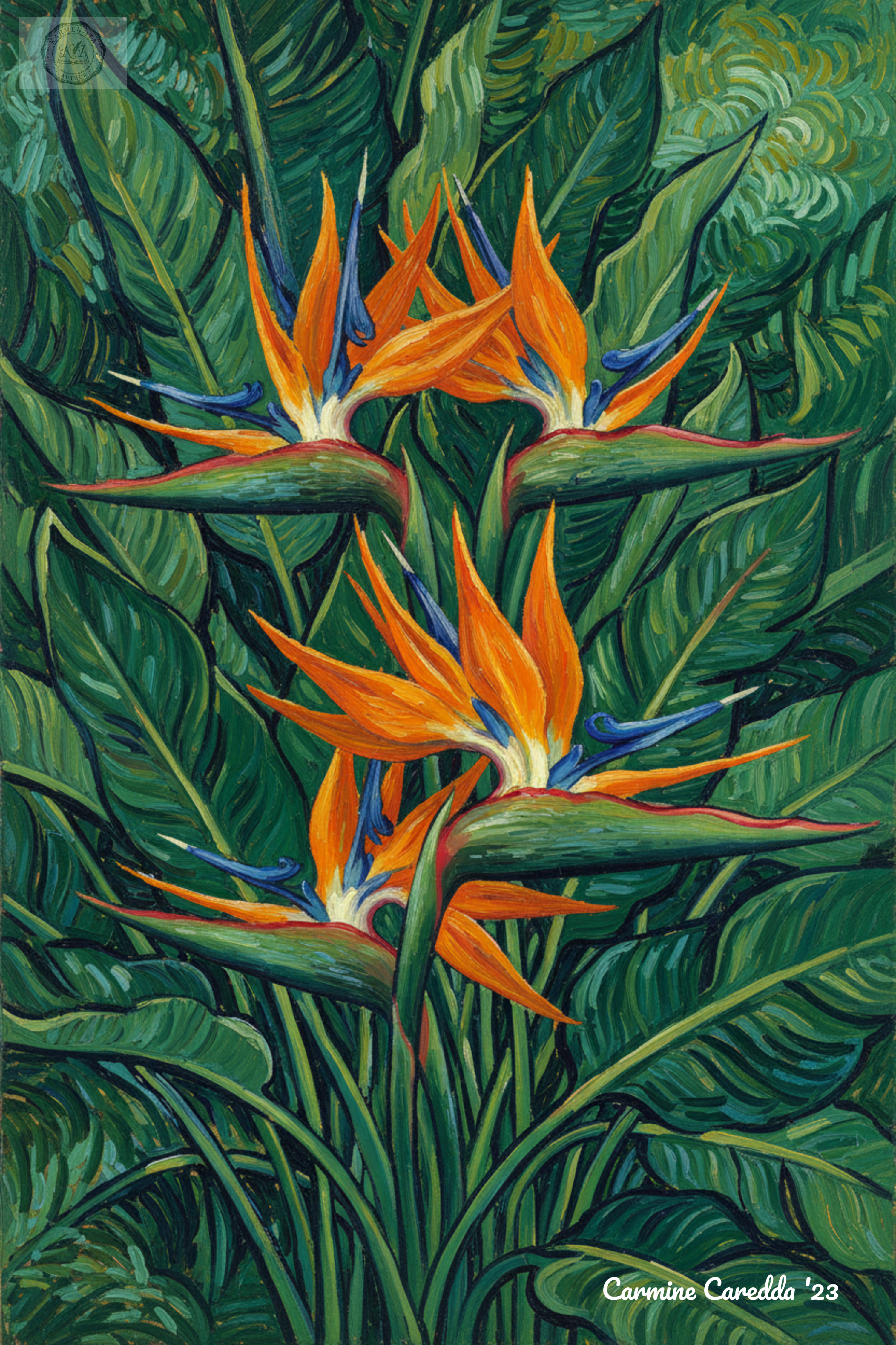 Strelitzia - Uccello del Paradiso - Stile Van Gogh