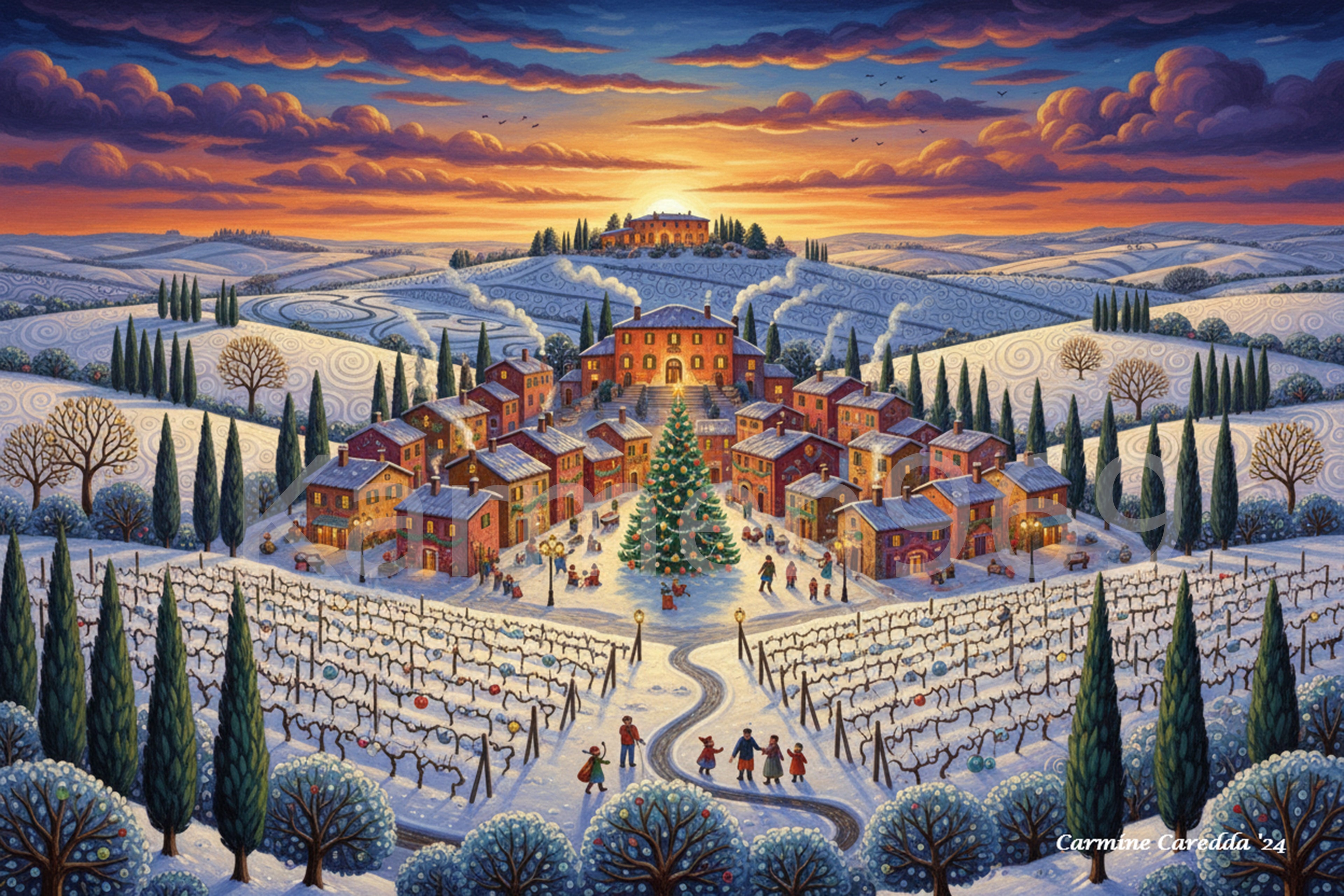 Villaggio Toscano Natalizio al Tramonto